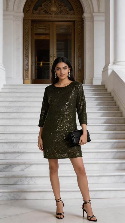 Vince Camuto Sparkle & Shine Sequin Dolman Shift Dress